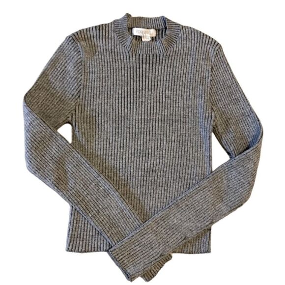 Forever 21 Gray Ribbed crop sweater Large - Picture 3 of 5